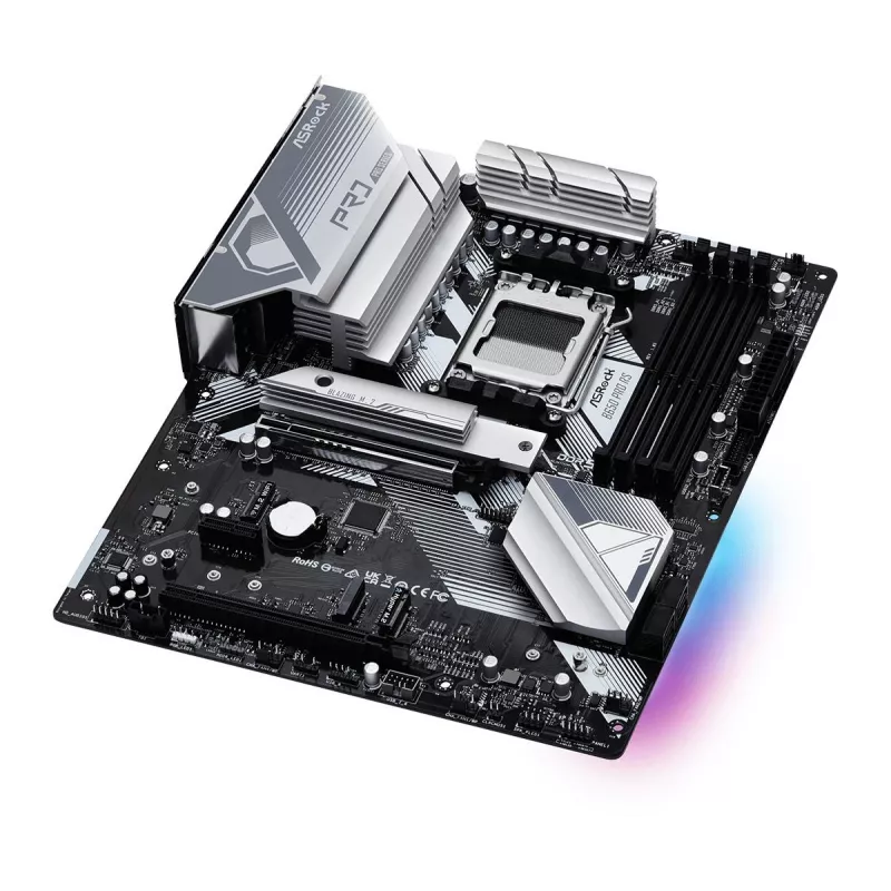 Placa-mãe ASRock B650 Pro RS — ATX, Socket AM5, AMD B650, DDR5, 4 DIMM, 128 GB, 2,5 Gb LAN, 1x M.2, HDMI, DisplayPort