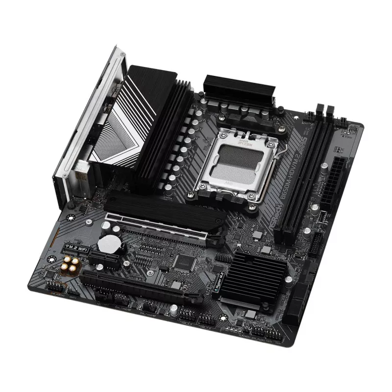 Placa-mãe ASRock B650M-HDV/M.2 micro ATX — AMD B650, Socket AM5, DDR5, 2 slots de memória, 64 GB, M.2 & SATA III