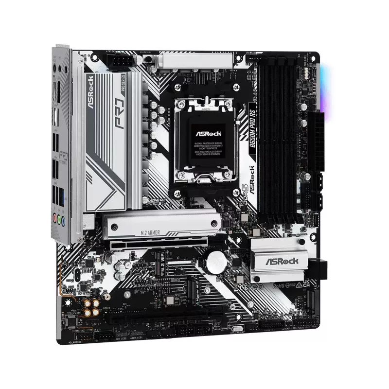 Placa-mãe ASRock B650M Pro RS — AMD B650, socket AM5, micro ATX, DDR5, 4x DIMM, 128 GB, 2,5Gb LAN, 1x M.2, HDMI, DP