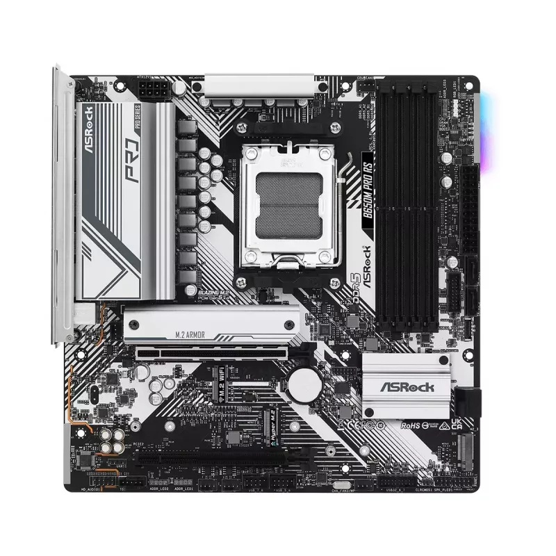 Placa-mãe ASRock B650M Pro RS — AMD B650, socket AM5, micro ATX, DDR5, 4x DIMM, 128 GB, 2,5Gb LAN, 1x M.2, HDMI, DP