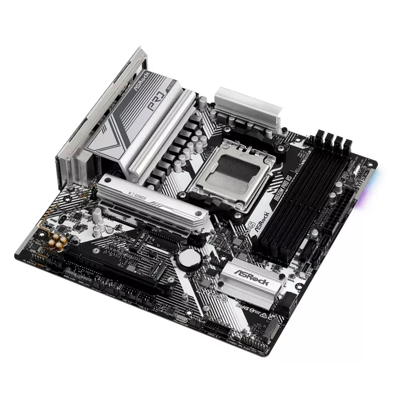 Placa-mãe ASRock B650M Pro RS — AMD B650, socket AM5, micro ATX, DDR5, 4x DIMM, 128 GB, 2,5Gb LAN, 1x M.2, HDMI, DP