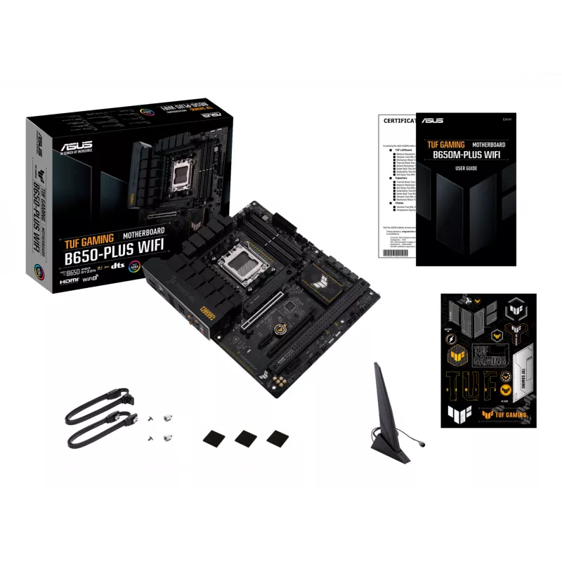Placa-mãe ASUS TUF GAMING B650-PLUS WIFI — AMD B650, socket AM5, ATX, DDR5, 4 DIMM, Wi‑Fi 6, 2.5Gb LAN, 3x M.2