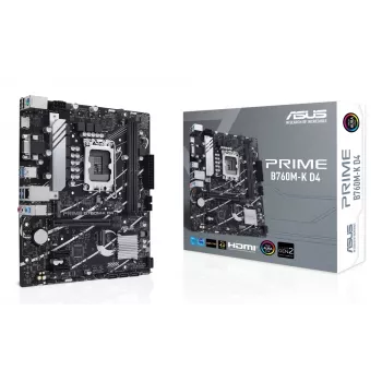 Motherboard ASUS PRIME B760M-K D4 — Intel B760, LGA 1700, Micro ATX, 2x DDR4 DIMM, 64 GB, M.2, SATA III, Ethernet 2.5Gb