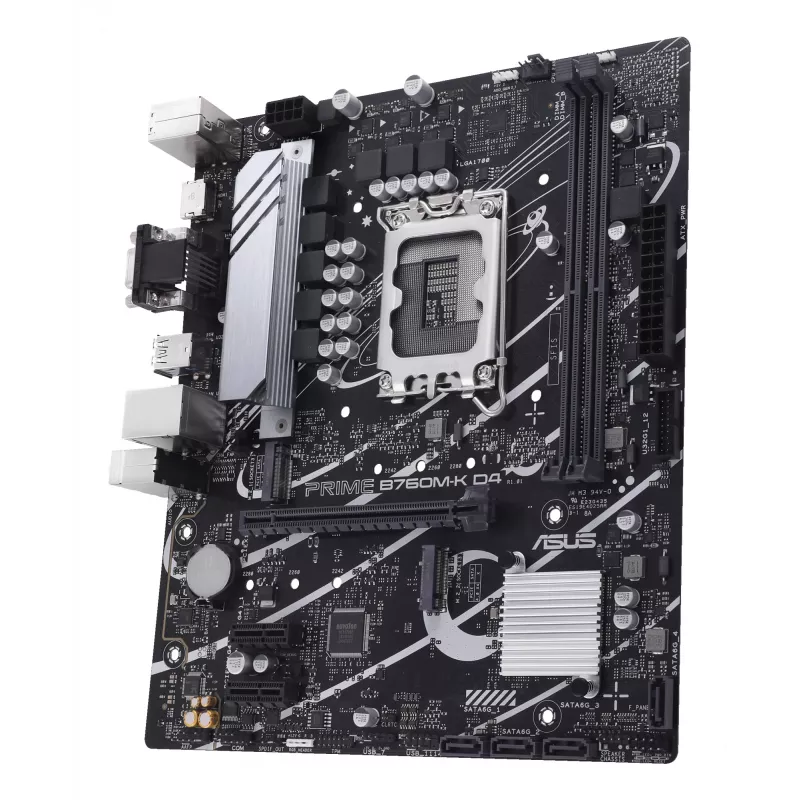 Motherboard ASUS PRIME B760M-K D4 — Intel B760, LGA 1700, Micro ATX, 2x DDR4 DIMM, 64 GB, M.2, SATA III, Ethernet 2.5Gb