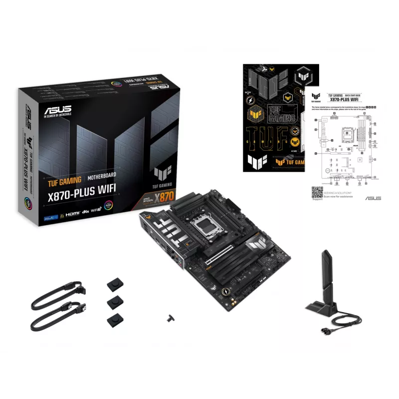 Motherboard ASUS TUF GAMING X870-PLUS WIFI — AMD X870, Socket AM5, ATX, DDR5, 4 DIMM, Wi-Fi 7, Bluetooth 5.4