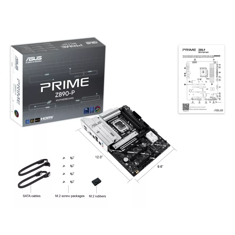 Motherboard ASUS PRIME Z890-P — Intel Z890, LGA 1851, ATX, DDR5, 4x DIMM, 192GB, 4x M.2, LAN 2,5Gb, HDMI 2.1, 1x USB-C