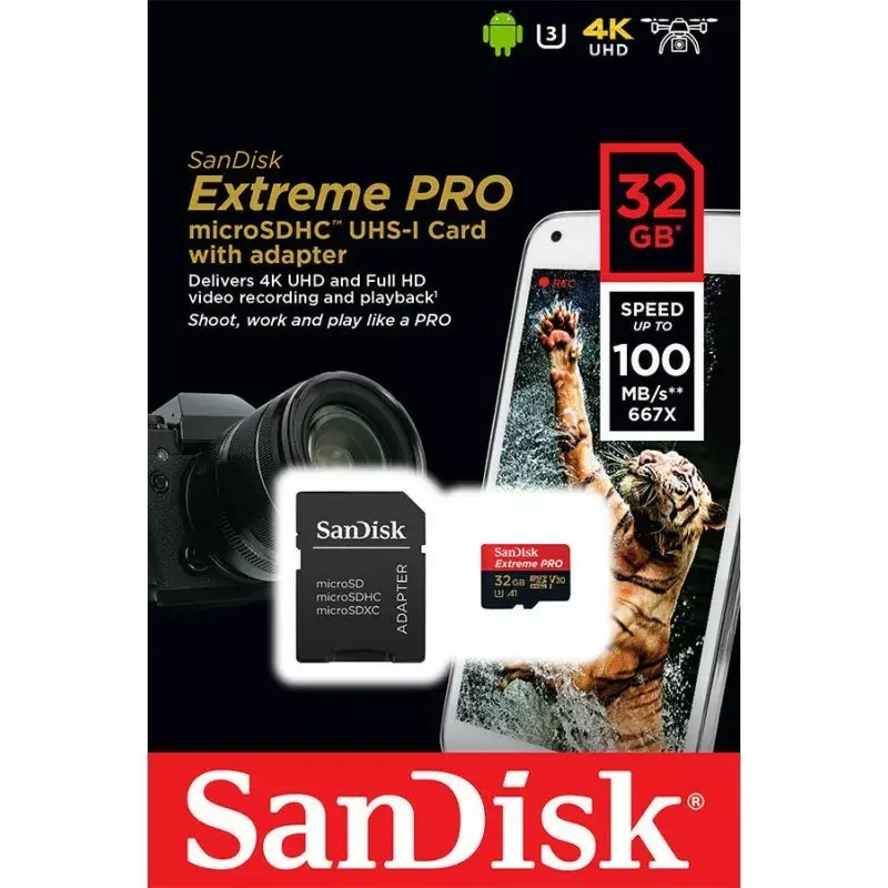 Cartão de memória SanDisk Extreme Pro 32GB MicroSDHC UHS-I Class 10 SDSQXCG-032G-GN6MA