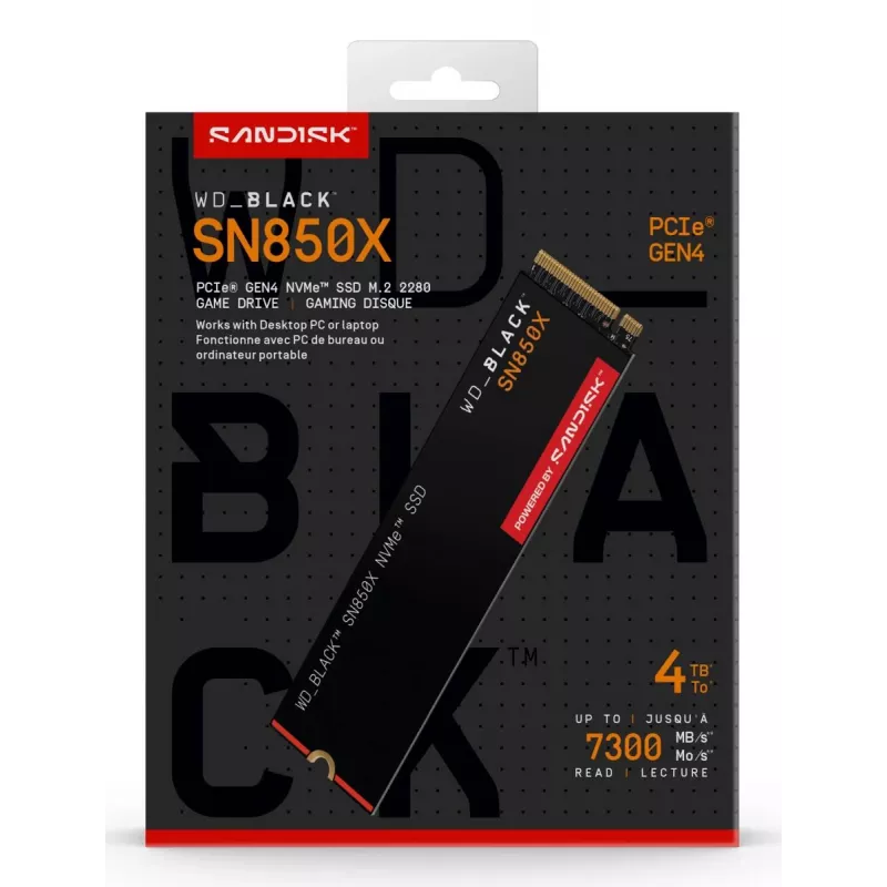 SSD WESTERN DIGITAL - WD_Black SN850X - 4TB - Pci-e Gen4 x4 - M.2 2280