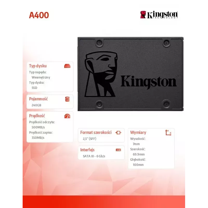Kingston 240GB A400 SATA 3 2,5 polegadas SSD interno SA400S37/240G