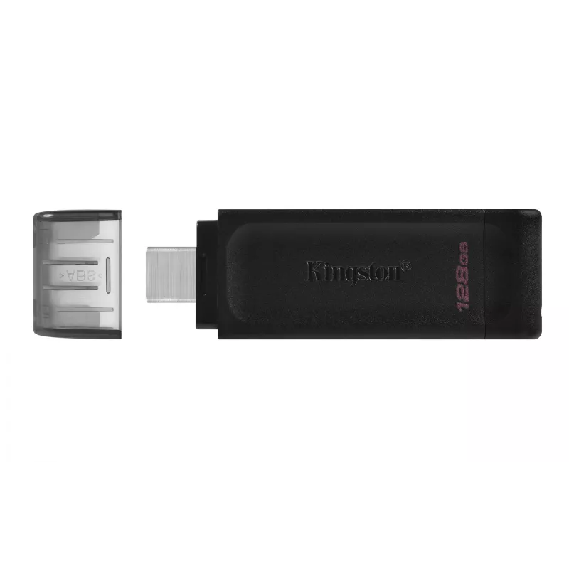Kingston Technology DataTraveler 128GB USB-C 3.2 Gen 1 70, 128 GB, USB Type-C, 3.2 Gen 1 (3.1 Gen 1), tampa, 7 g, preto