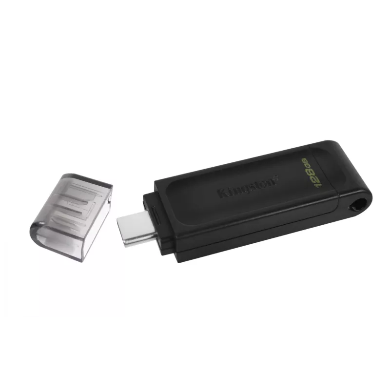 Kingston Technology DataTraveler 128GB USB-C 3.2 Gen 1 70, 128 GB, USB Type-C, 3.2 Gen 1 (3.1 Gen 1), tampa, 7 g, preto