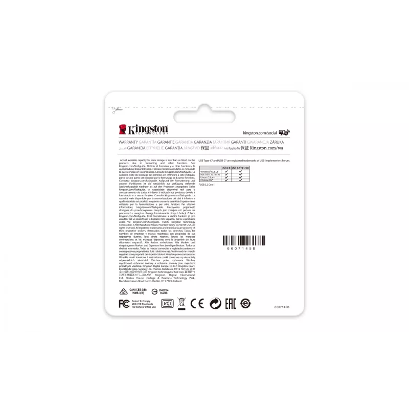 Kingston Technology DataTraveler 128GB USB-C 3.2 Gen 1 70, 128 GB, USB Type-C, 3.2 Gen 1 (3.1 Gen 1), tampa, 7 g, preto