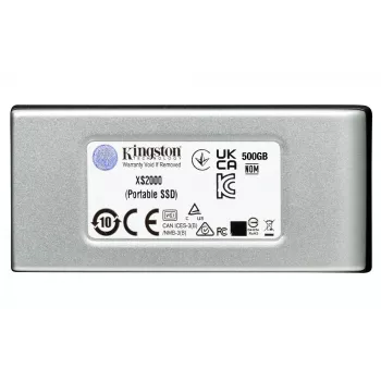 Kingston Technology 2000G SSD Portátil XS2000, 2 TB, USB Type-C, 3.2 Gen 2 (3.1 Gen 2), 2000 MB/s, preto, prateado