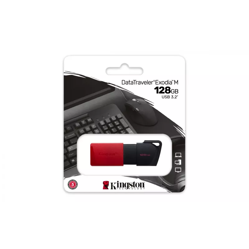 Kingston Technology DataTraveler 128GB USB3.2 Gen1 Exodia M (preto + vermelho)