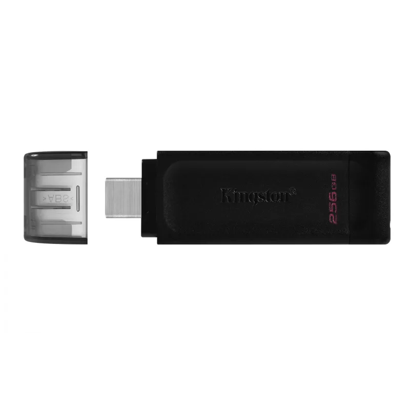 Kingston Technology DataTraveler 256GB USB-C 3.2 Gen 1 70, 256 GB, USB Type-C, 3.2 Gen 1 (3.1 Gen 1), tampa, 7 g, preto