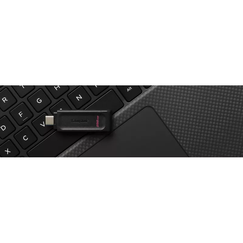 Kingston Technology DataTraveler 256GB USB-C 3.2 Gen 1 70, 256 GB, USB Type-C, 3.2 Gen 1 (3.1 Gen 1), tampa, 7 g, preto