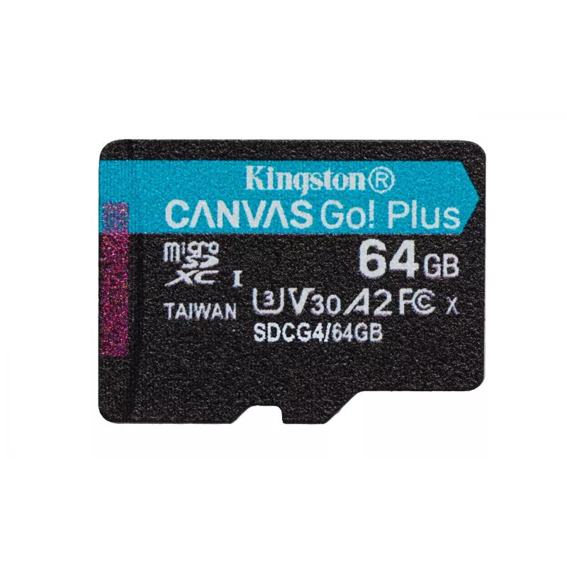 Kingston Technology 64GB microSDXC Canvas Go Plus Gen4 200MB/s A2 U3 V30 cartão + adaptador