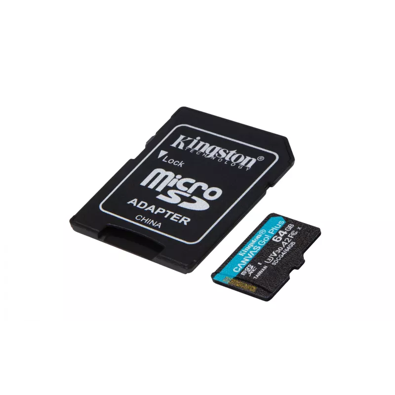 Kingston Technology 64GB microSDXC Canvas Go Plus Gen4 200MB/s A2 U3 V30 cartão + adaptador