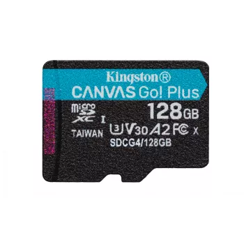 Kingston Technology 128 GB microSDXC Canvas Go Plus Gen4 200 MB/s A2 U3 V30 cartão + adaptador