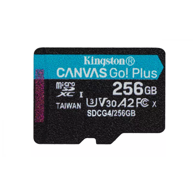 Kingston Technology 256GB microSDXC Canvas Go Plus Gen4 200MB/s A2 U3 V30 cartão + adaptador