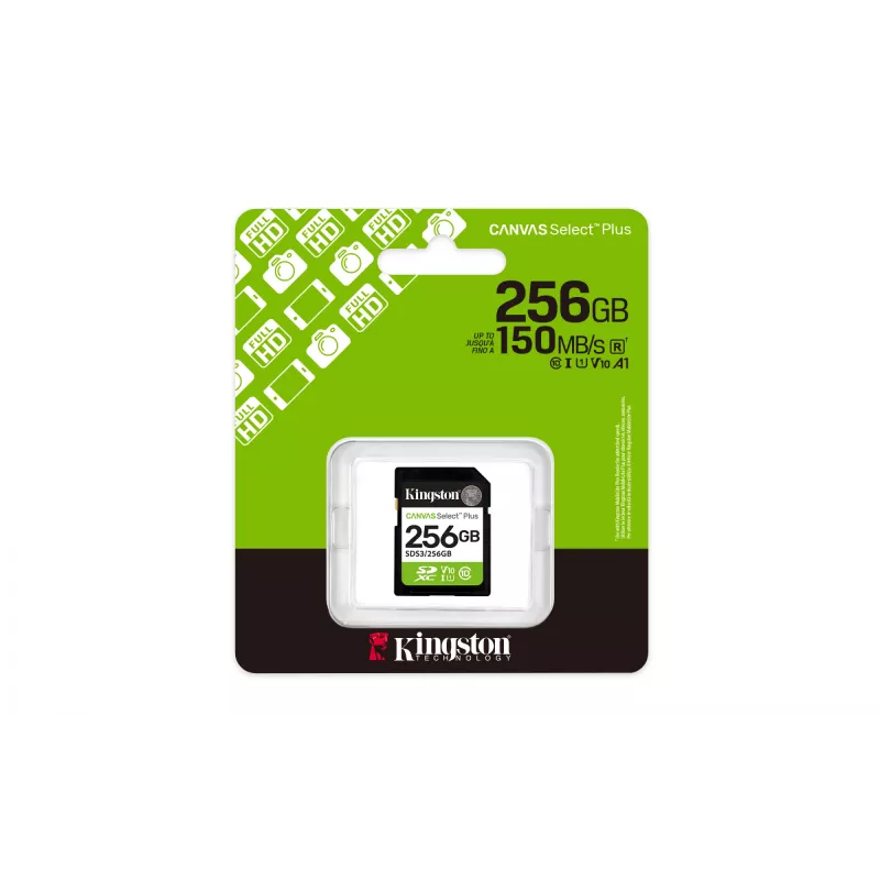 Cartão de memória SDXC KINGSTON Canvas Select Plus Gen3 256GB SD UHS‑I 150MB/s C10 U1 V10