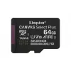 Kingston Technology 64GB microSDXC Canvas Select Plus Gen3 100MB/s A1 cartão + adaptador