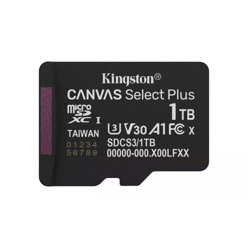 Kingston Technology 1TB microSDXC Canvas Select Plus Gen3 150MB/s A1 cartão + adaptador