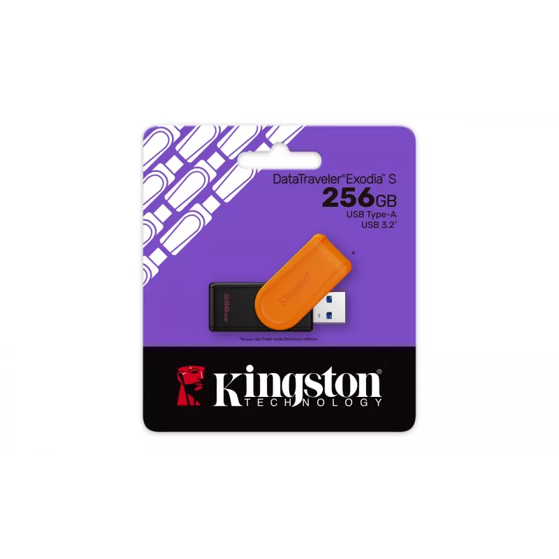 Kingston Technology DataTraveler 256GB USB 3.2 Gen 1 portátil Exodia S (preto/laranja)
