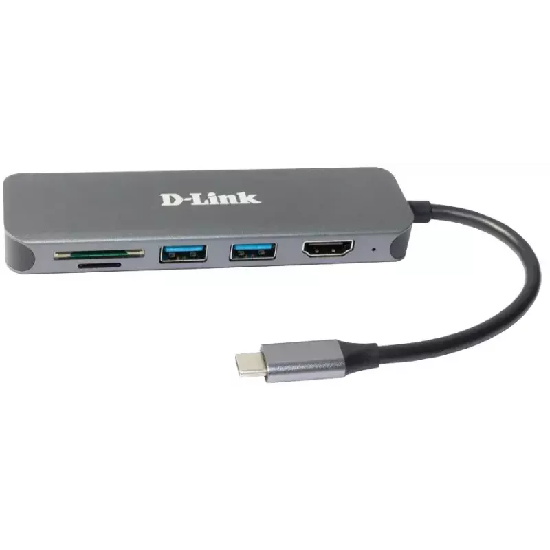 D-Link Hub USB-C 6-em-1 com HDMI/Leitor de cartões/Power Delivery