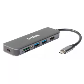 D-Link Hub USB-C 6-em-1 com HDMI/Leitor de cartões/Power Delivery