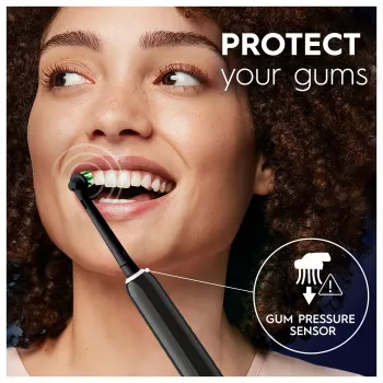 Oral-B Pro 1 Cross Action Escova de dentes rotativa-oscilante para adultos, Preto