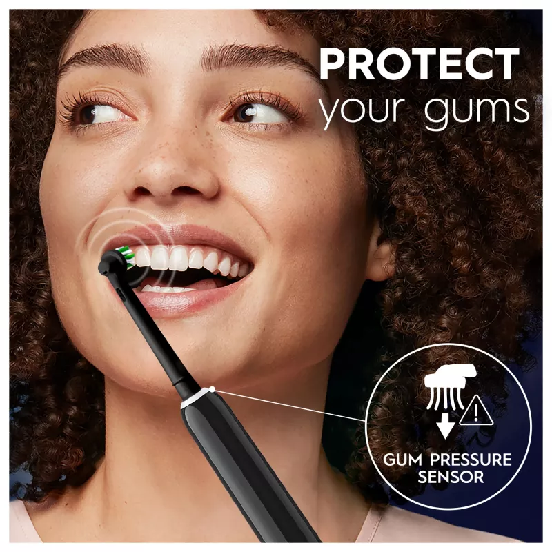 Oral-B Pro 1 Cross Action Escova de dentes rotativa-oscilante para adultos, Preto