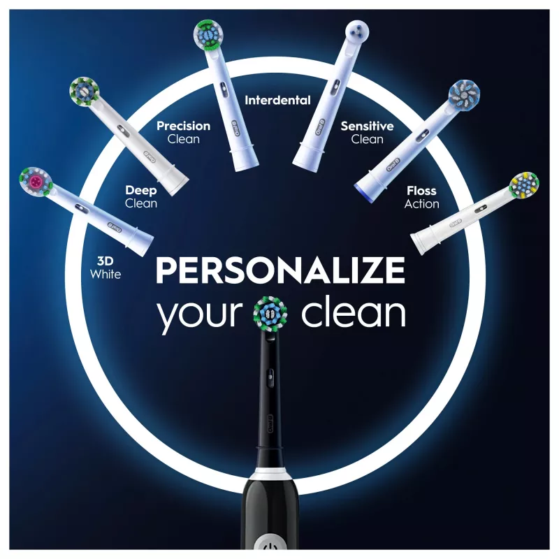 Oral-B Pro 1 Cross Action Escova de dentes rotativa-oscilante para adultos, Preto