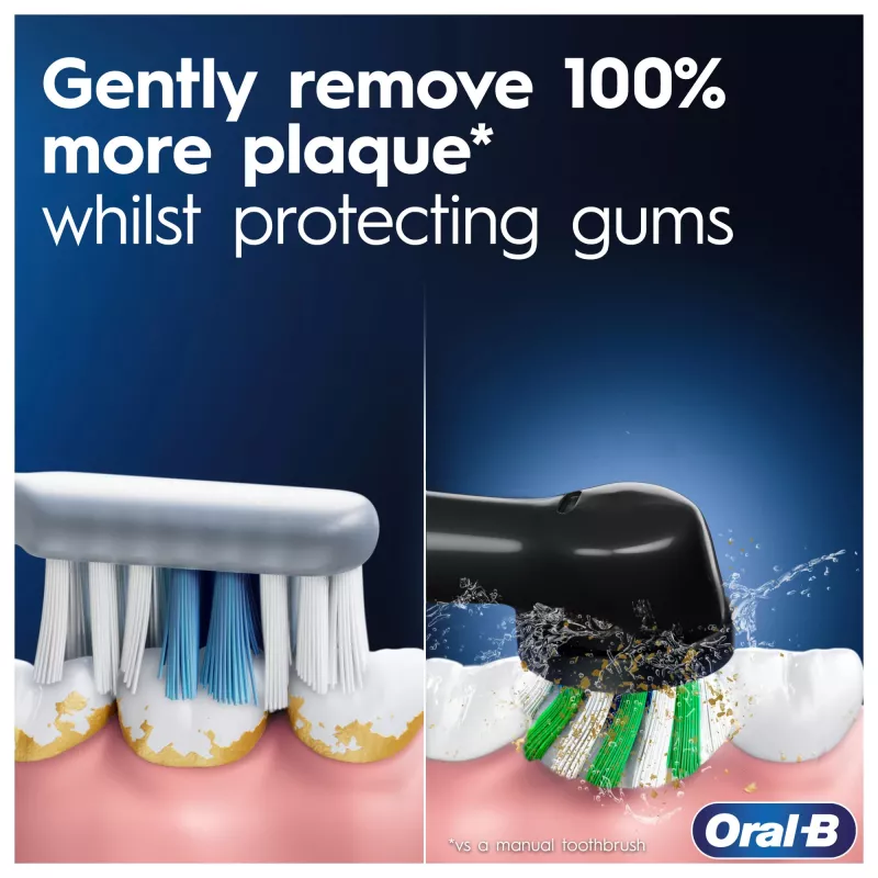 Oral-B Pro 1 Cross Action Escova de dentes rotativa-oscilante para adultos, Preto