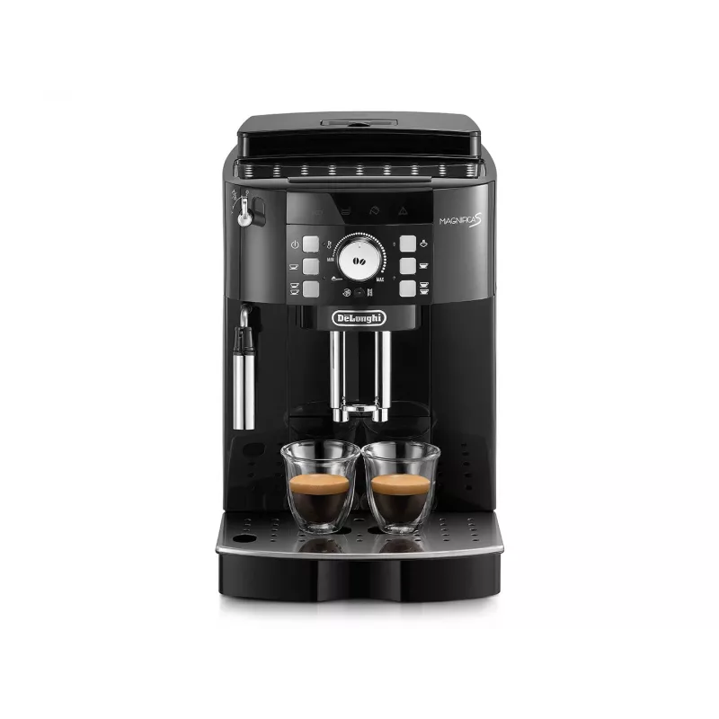 Máquina de café expresso DeLonghi ECAM 21.117 B Magnifica S — automática, depósito de água de 1,8 l, recipiente de grãos de 250 g, 15 bar, 2 saídas