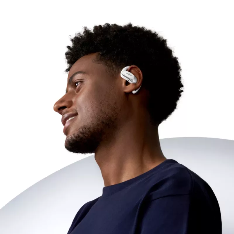 SHOKZ OpenFit Air, Branco, Headset, sem fios, gancho de orelha, chamadas / música / desporto / dia a dia, Bluetooth, Branco