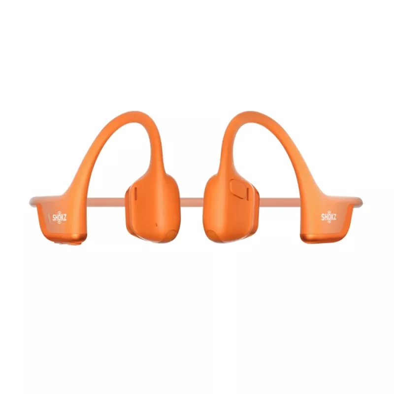 Auscultadores de condução óssea Shokz OpenRun Pro 2 — binaural, sem fios Bluetooth 5.3, IP55, 12 h de reprodução, 150 mAh, laranja, gancho de orelha
