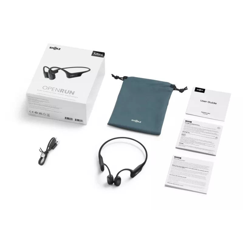Headset Shokz OpenRun Mini — headset desportivo de condução óssea sem fios, IP67, Bluetooth 5.1, 480 min de autonomia