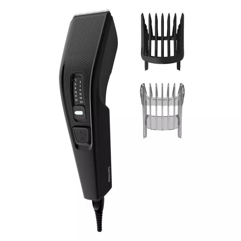 Máquina de cortar cabelo Philips série 3000 HC3510/15 preta — lâminas de aço inoxidável, 0,5 mm a 23 mm, 13 definições de comprimento