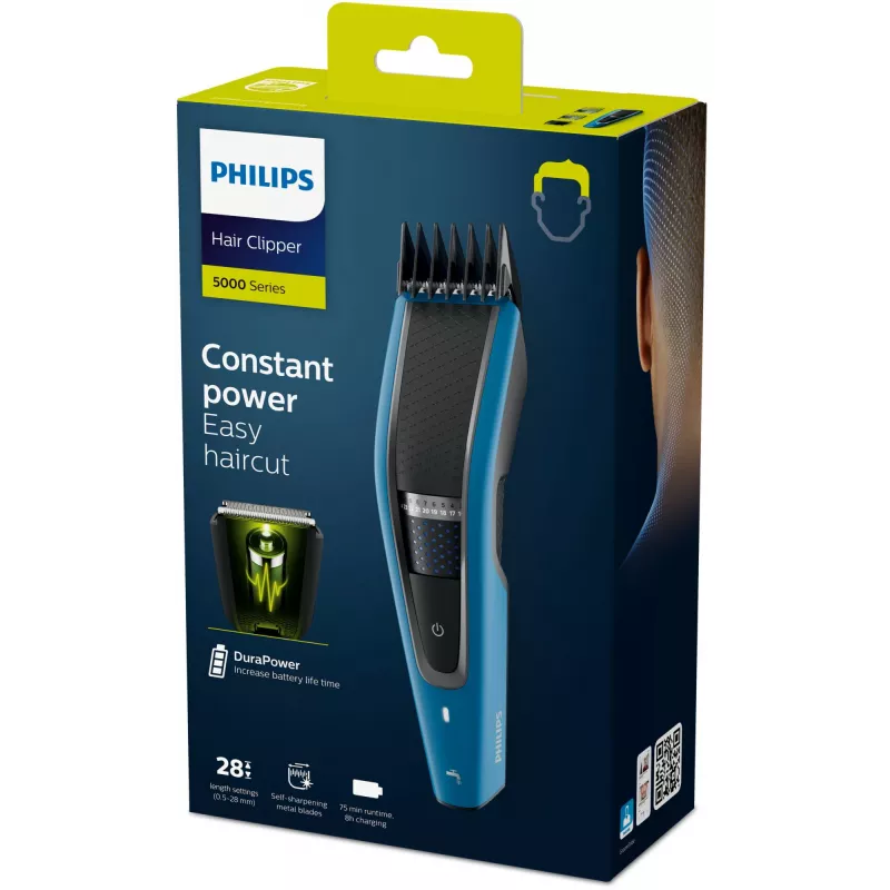 Máquina de cortar cabelo Philips HC5612/15 — sem fios, lâmina de aço inoxidável, 28 definições de comprimento (0,5 mm–28 mm), 75 min. de autonomia