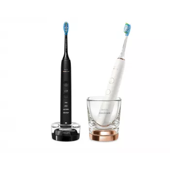 Escova de dentes Philips HX9914/57 DiamondClean 9000 pack de 2 preto/branco