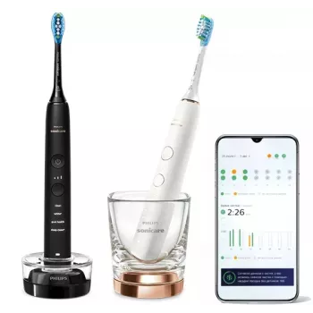 Escova de dentes Philips HX9914/57 DiamondClean 9000 pack de 2 preto/branco