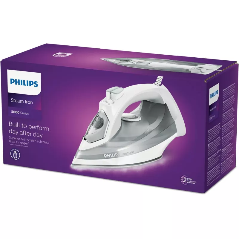 Philips série 5000 DST5010/10 ferro de engomar a vapor base SteamGlide Plus 2400 W cinzento, branco