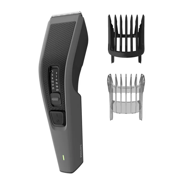 Philips Hairclipper Series 3000 HC3525/15 máquina de cortar cabelo, lâminas metálicas autoafiáveis, 0,5-23 mm, 13 definições de comprimento, lâmina de 41 mm, rede/bateria, 45 min, preto/cinzento