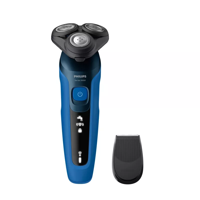 Máquina de barbear elétrica Philips série 5000 S5466/17 — sistema rotativo de 3 cabeças, bateria de iões de lítio, 50 min. de autonomia, lavável, barbear a seco e molhado