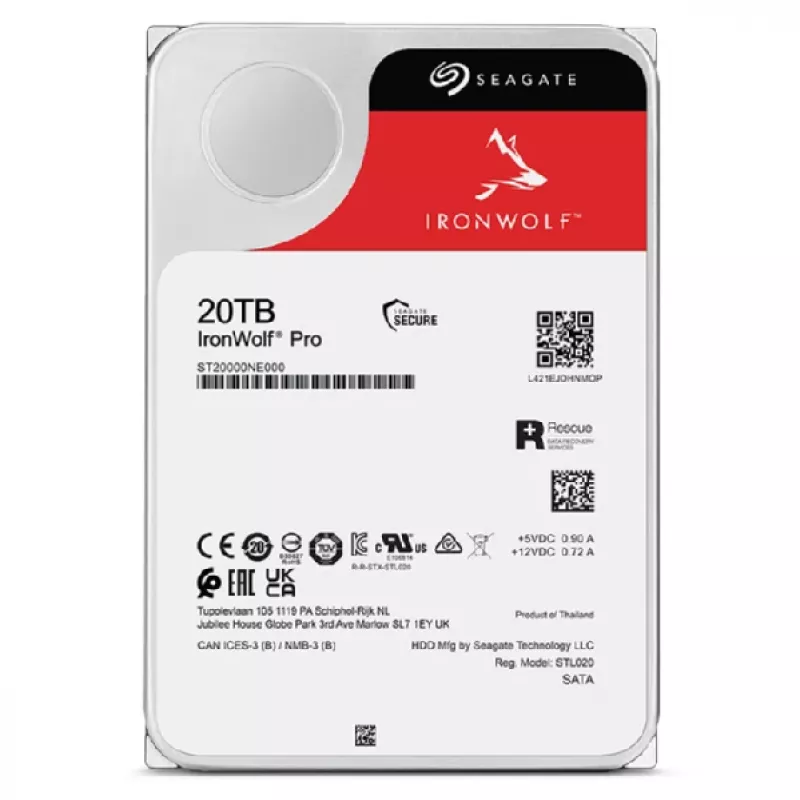 Disco interno Seagate IronWolf Pro ST20000NT001 20 TB 7200 RPM 256 MB 3,5 polegadas