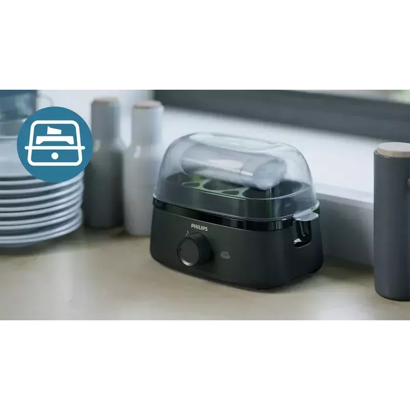 Ovoqueira Philips série 3000 HD9137/90 capacidade para 6 ovos preto