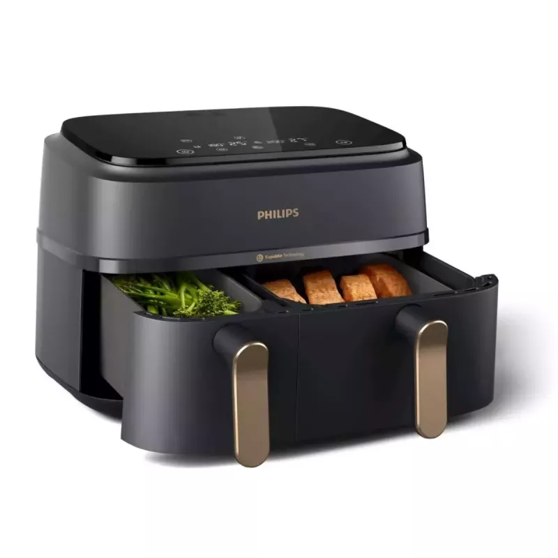Fritadeira de ar quente Philips série 3000 Dual Basket Airfryer NA352/00 — 9 L, 2750 W, cesto duplo, 8 programas, 40–200 °C