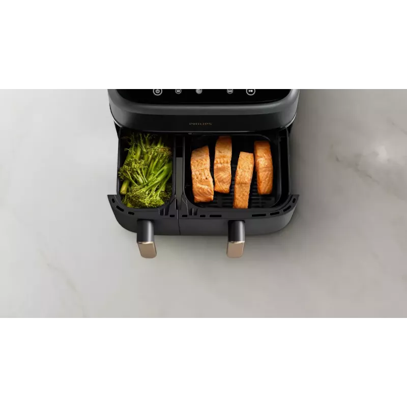 Fritadeira de ar quente Philips série 3000 Dual Basket Airfryer NA352/00 — 9 L, 2750 W, cesto duplo, 8 programas, 40–200 °C