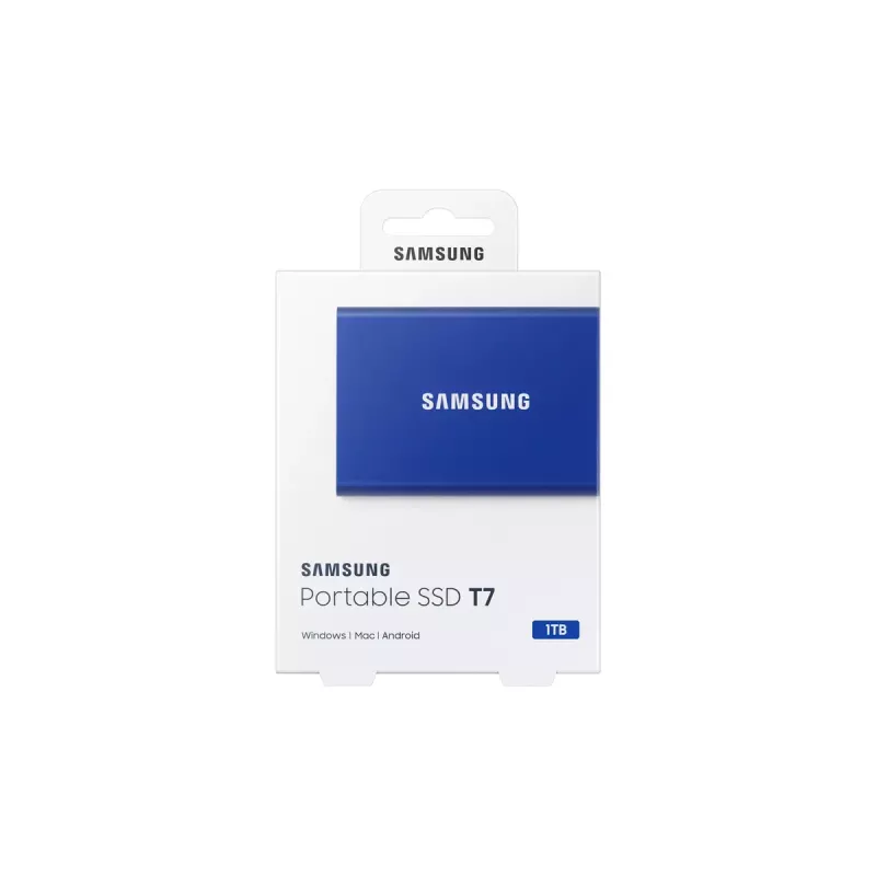 SSD externo Samsung T7 Portable 1 TB, USB-C 3.2 Gen 2, NVMe, encriptação de hardware AES-256, azul